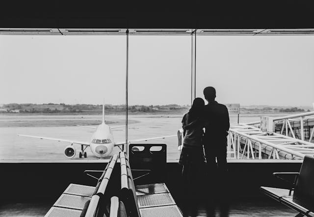 two people in an airport